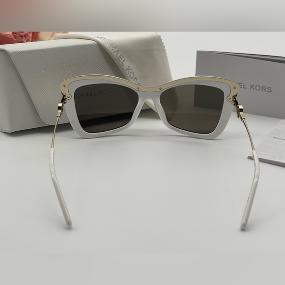 Michael Kors White Gold Crystal Cat Eye Sunglasses - Picture 7 of 16